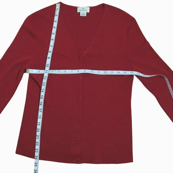 BROOKS BROTHERS 346 Fine Italian Merino Wool Cardigan M Red UK Made Classic - Picture 6 of 7